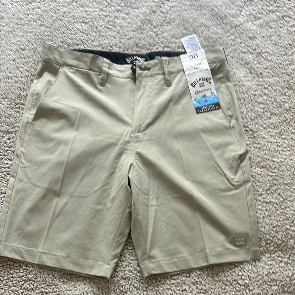 Billabong Tan Flat Front Shorts Lightweight Comfort